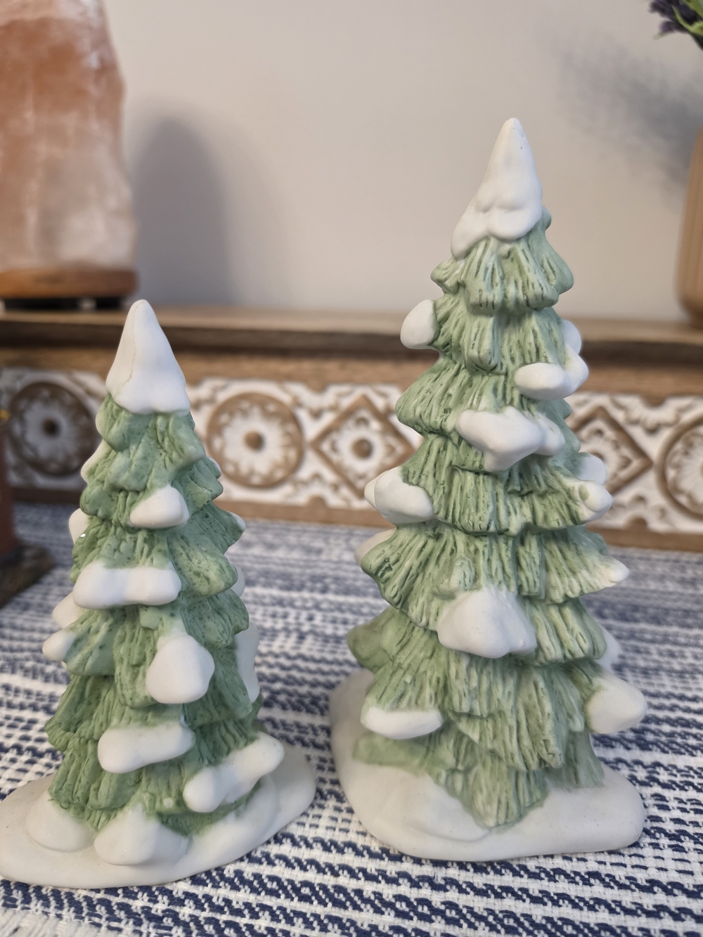 Department 56 Snow-Topped Pine Trees For Heritage Village Retired Set Of 2